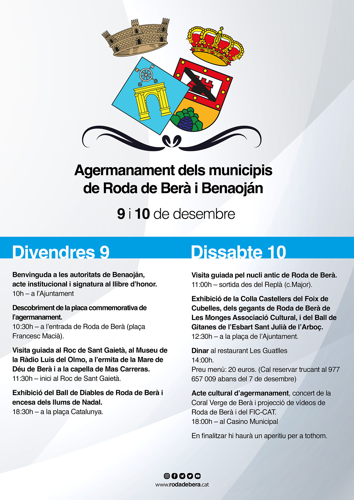Roda de Berà oficialitzarà l’agermanament amb Benaoján els dies 9 i 10 de desembre 