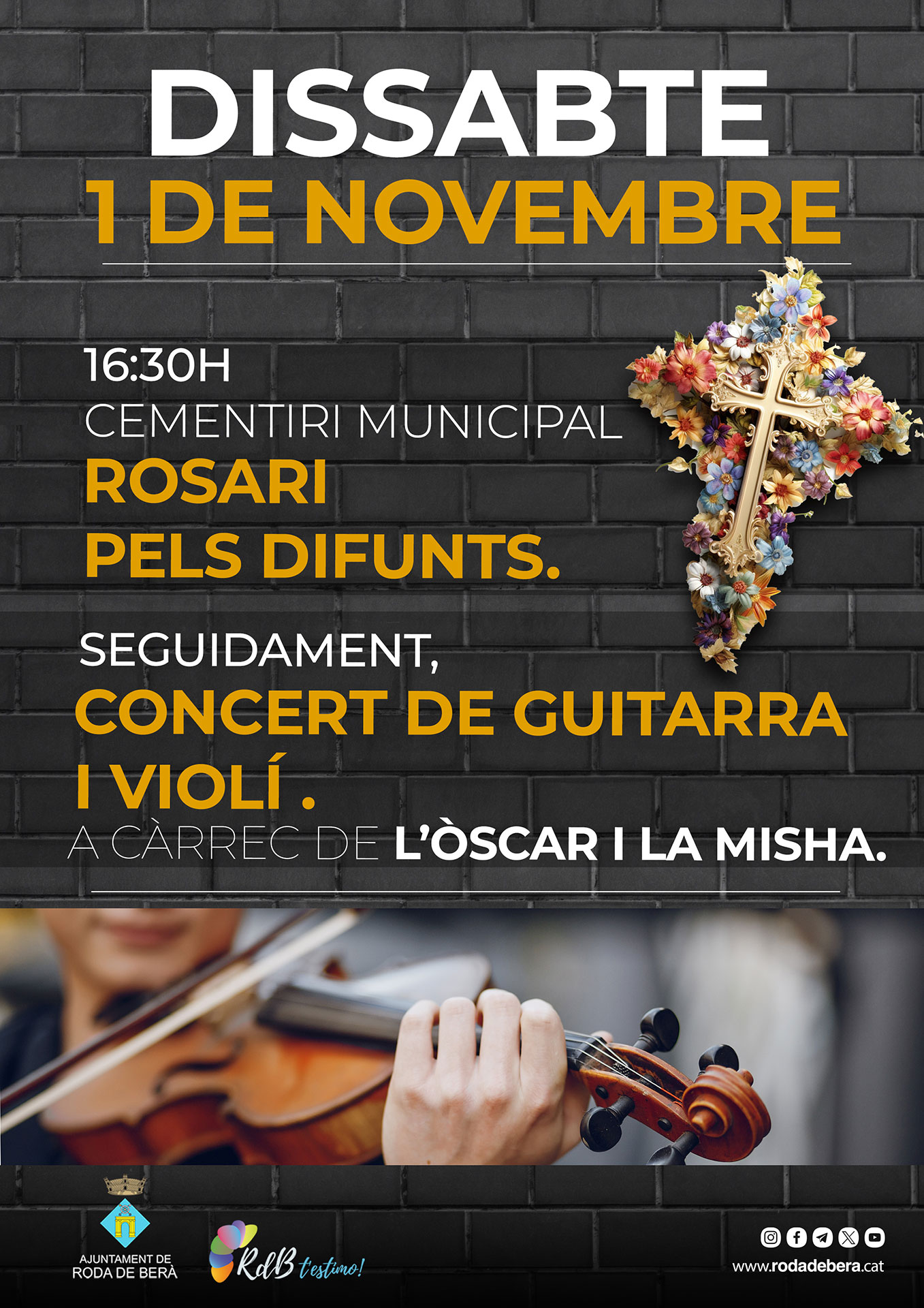 Rosari pels difunts i concert de guitarra i violí