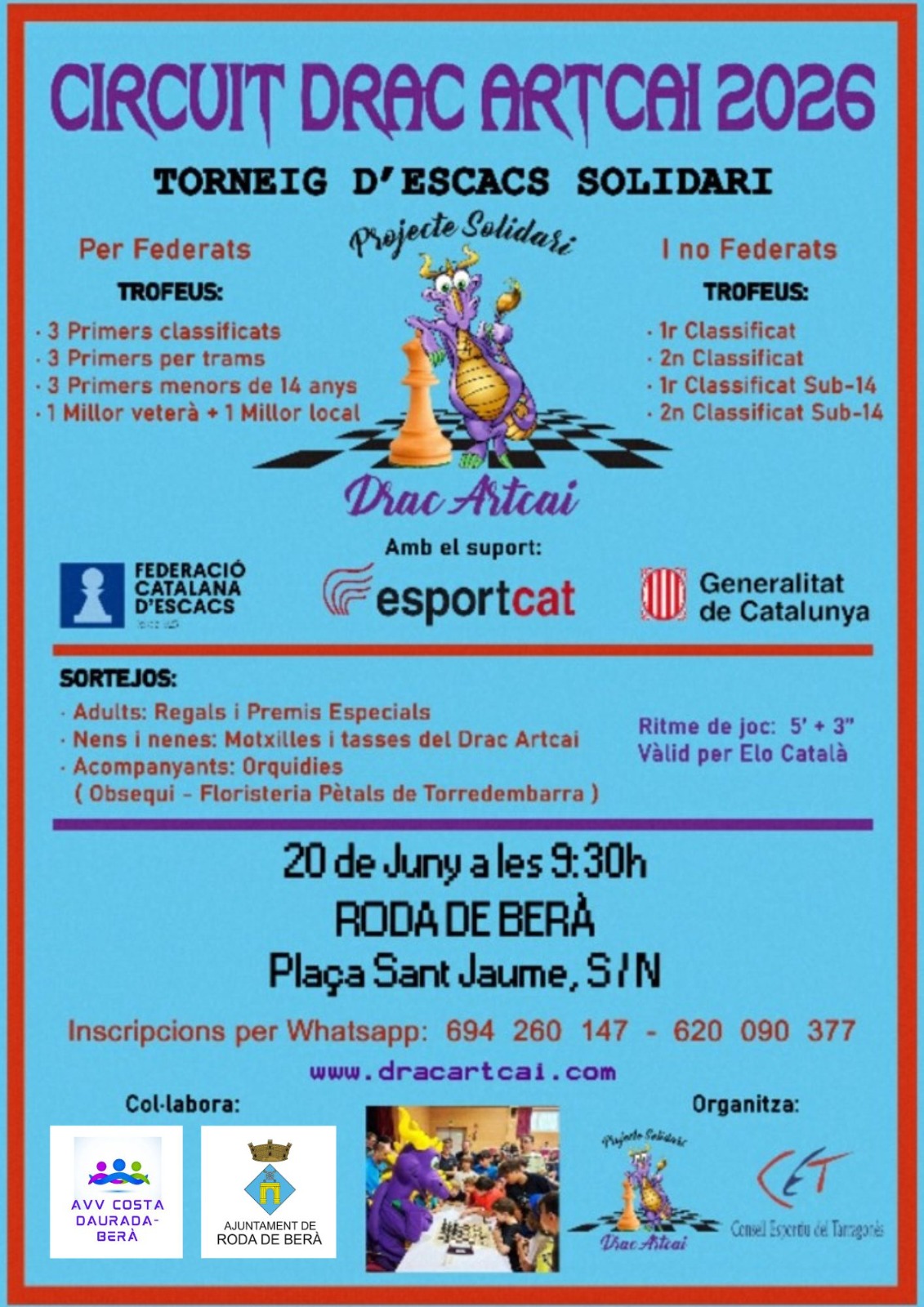 Circuit drac Artcai 2026: Torneig d'escacs solidari
