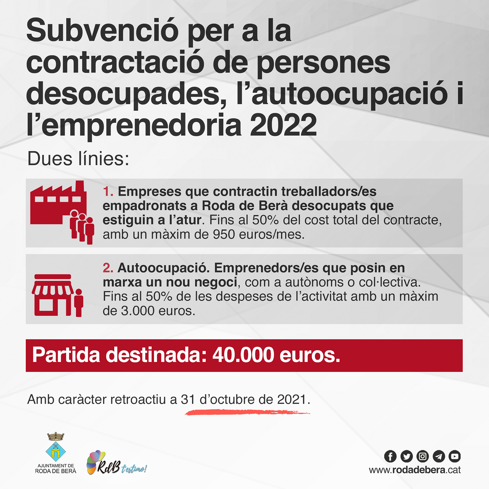 Subvenció ocupació i emprenedoria