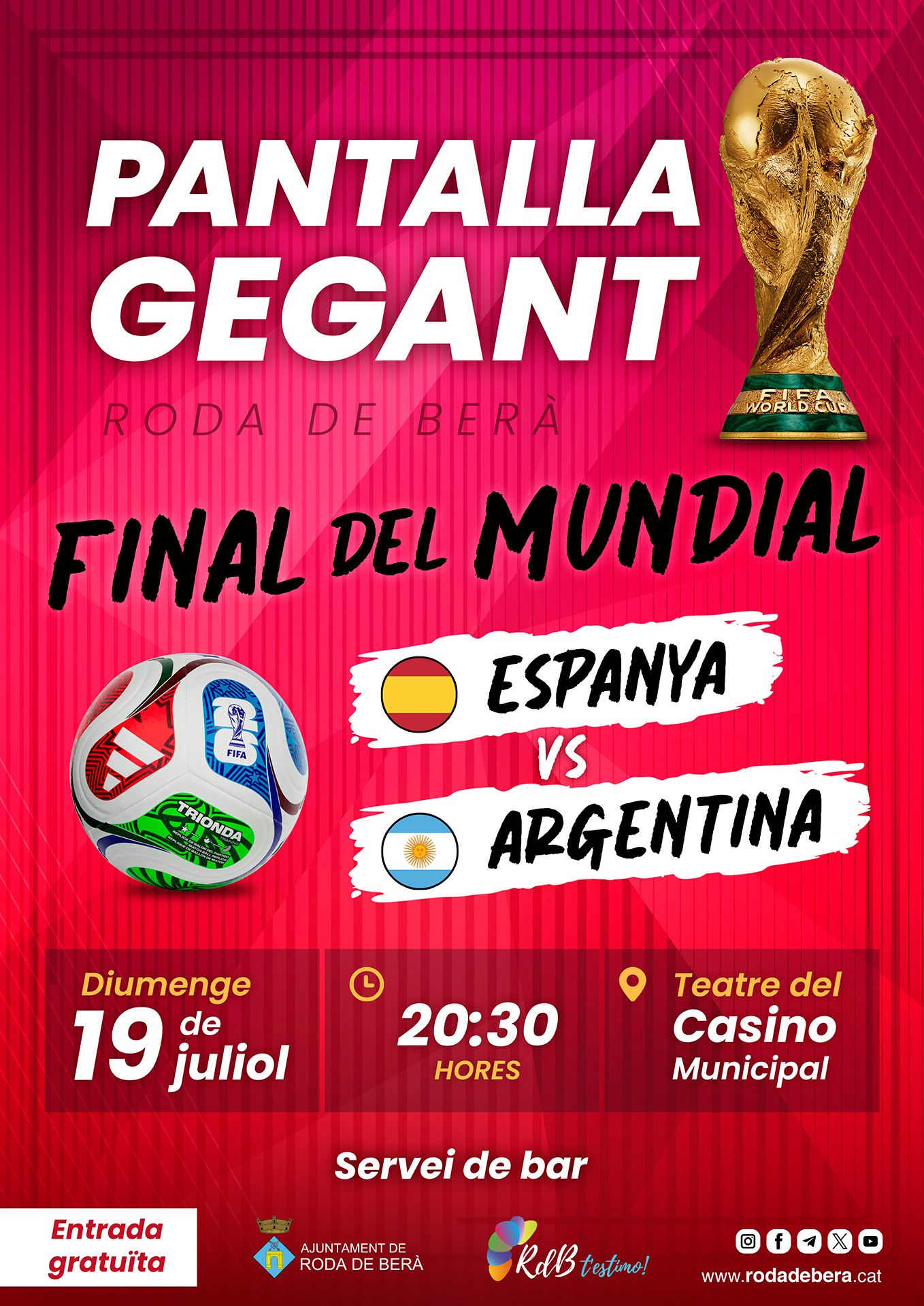 Pantalla gegant per seguir la final del mundial de futbol